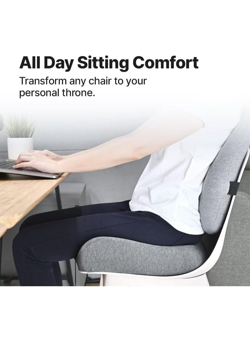 مخدة جلوس طبية فوم ميموري لدعم أسفل الظهر وتخفيف ضغط العصعص، وسادة كرسي مريحة للجلوس الطويل 18×18×4 بوصة - Image 3